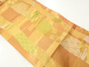 縞に古典柄模様織出し名古屋帯